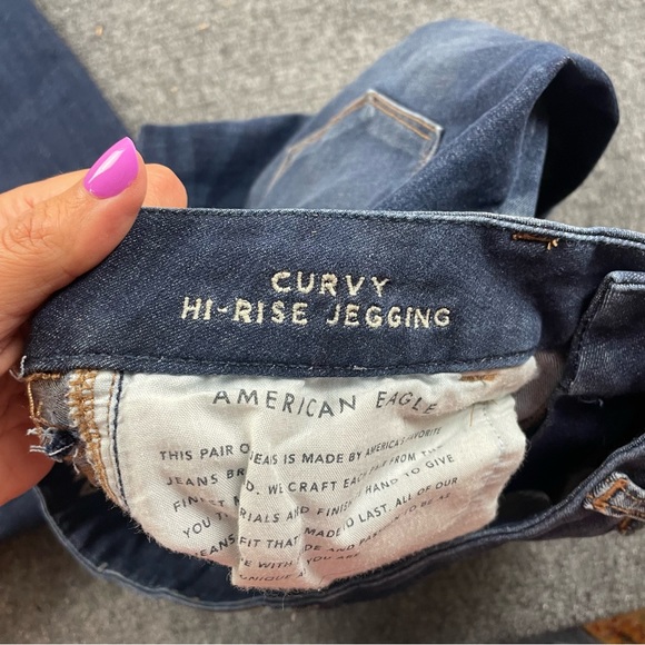 AMERICAN EAGLE Women’s Curvy Hi-Rise Jegging Next Level Stretch distressed sz 10 - Picture 7 of 9